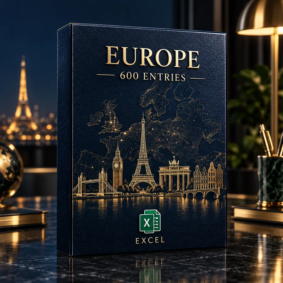 Europe investor database premium Excel product pack